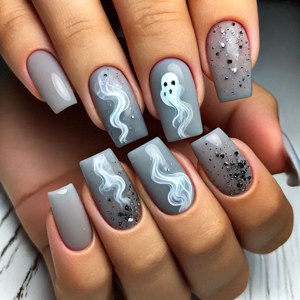 Ghostly Wisps Nails