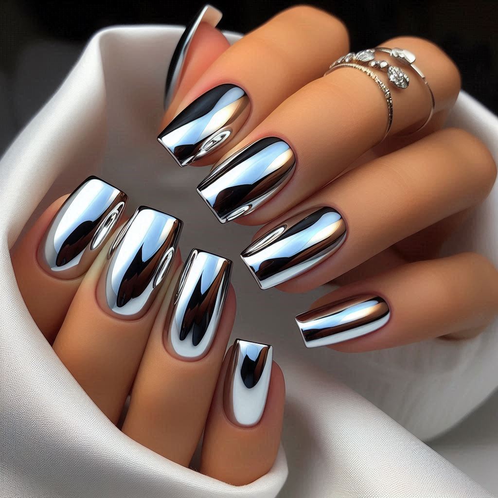Silver Chrome Nails