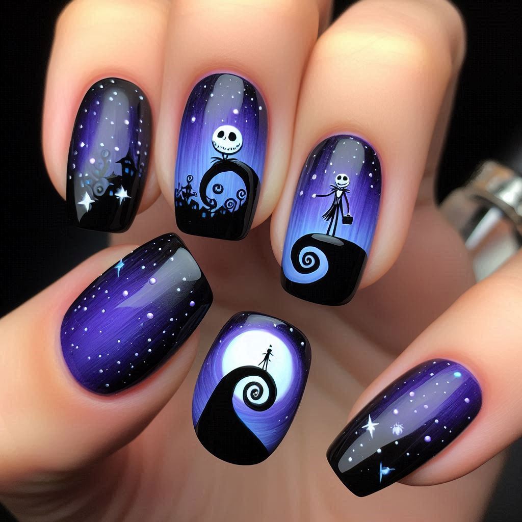 Spiral Hill Night Sky Nails