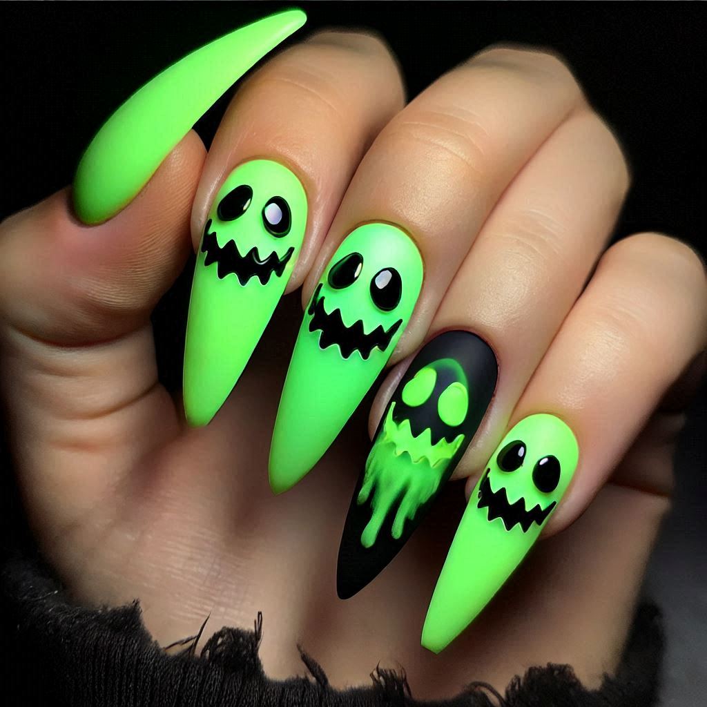 Oogie Boogie Green Glow Nails
