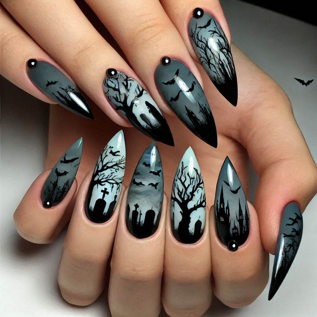 Haunted Mansion Graveyard Nails