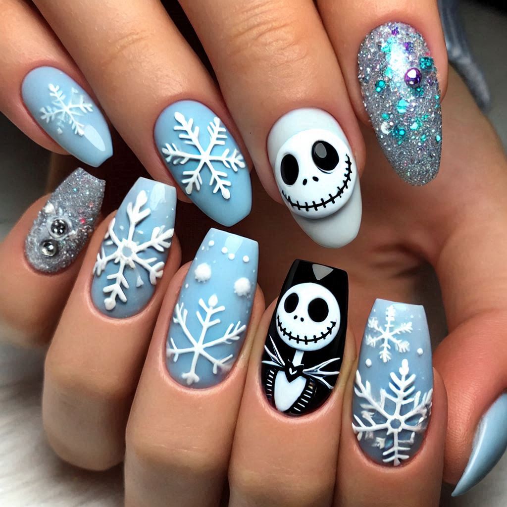 Snowy Nightmare Nails