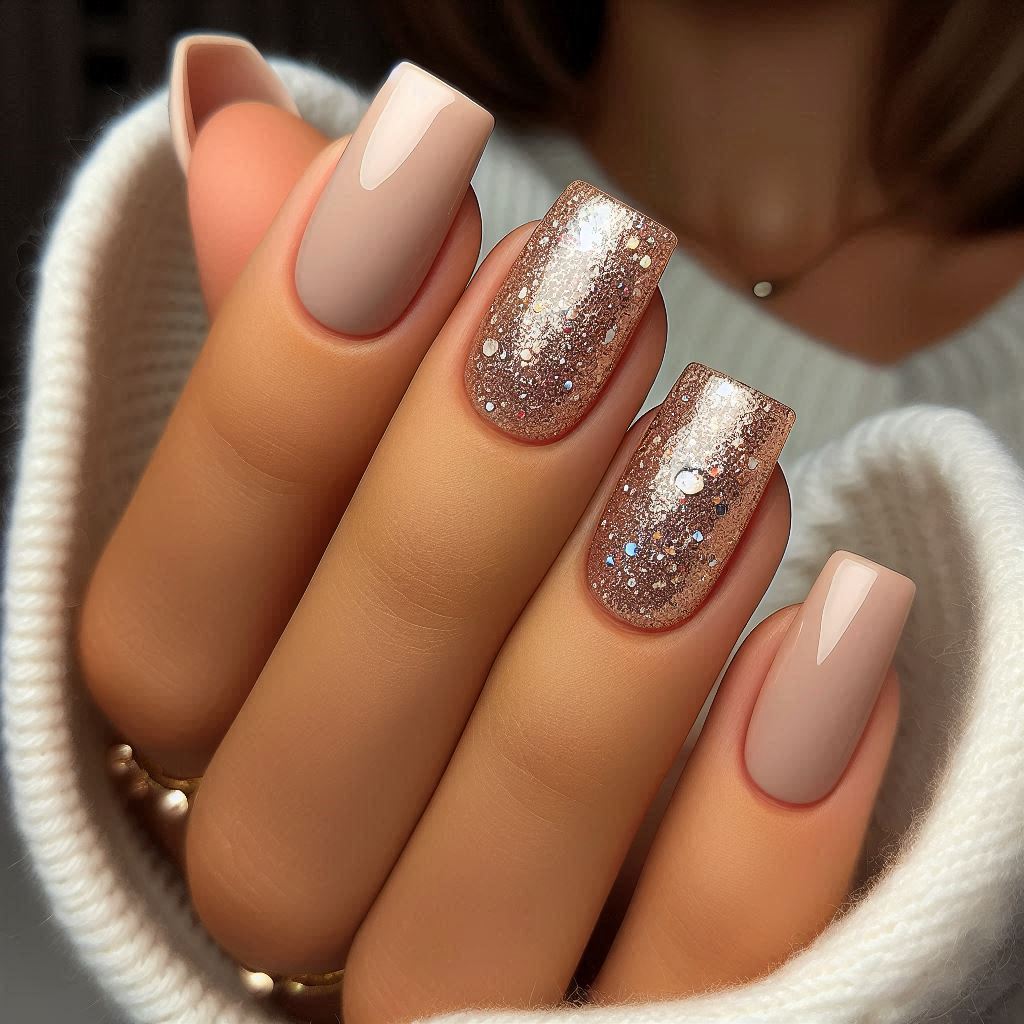 Champagne Sparkle Nails