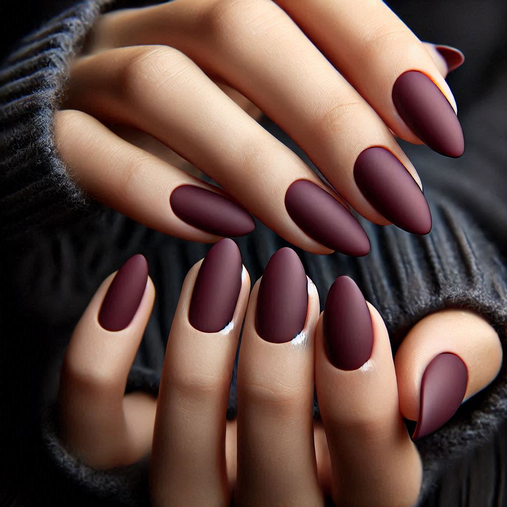 Velvet Matte Burgundy Nails