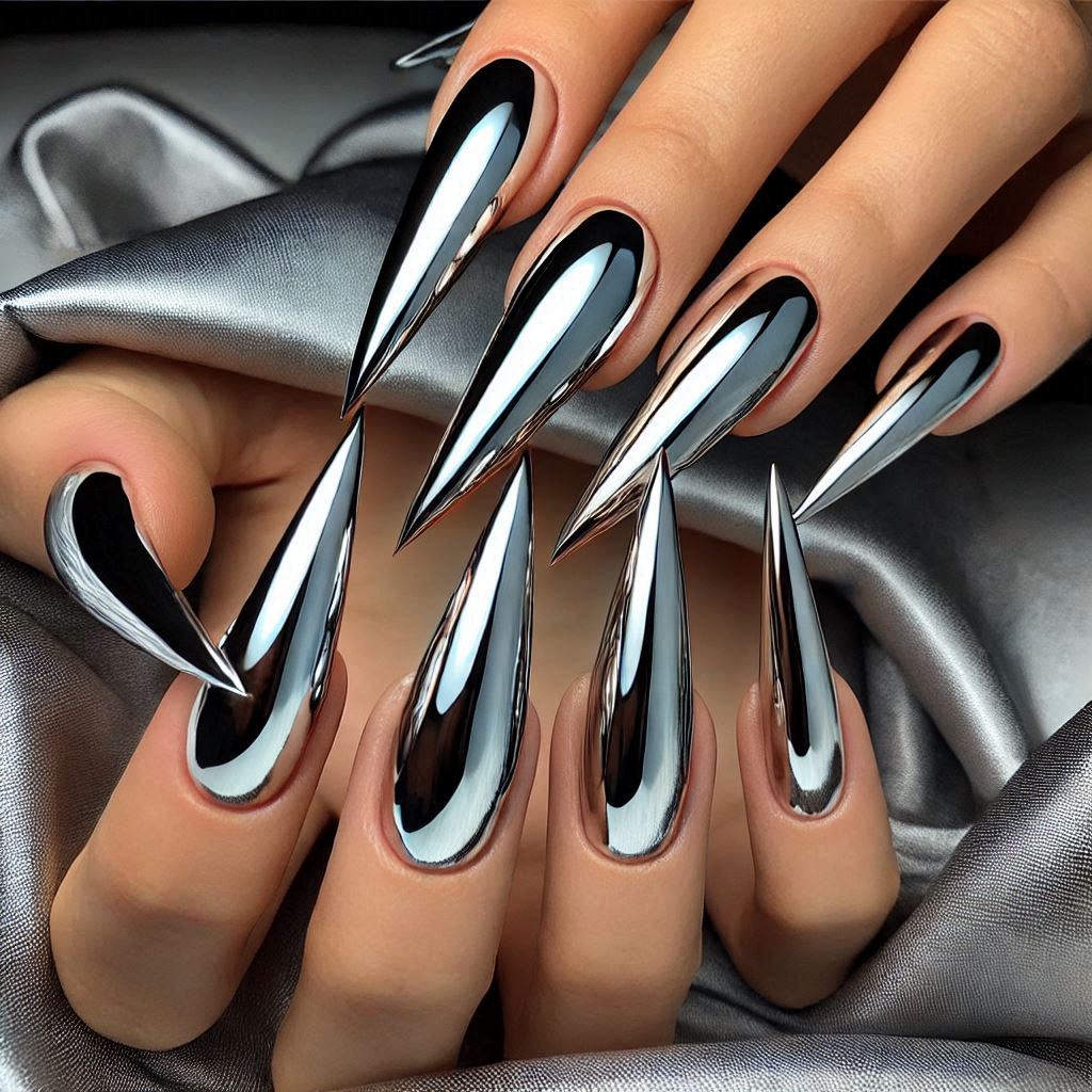 Silver Chrome Nails
