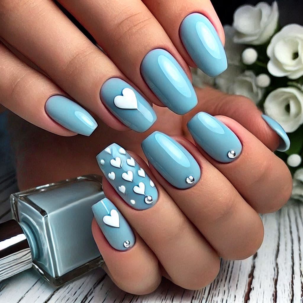 Light Blue with Heart Accents