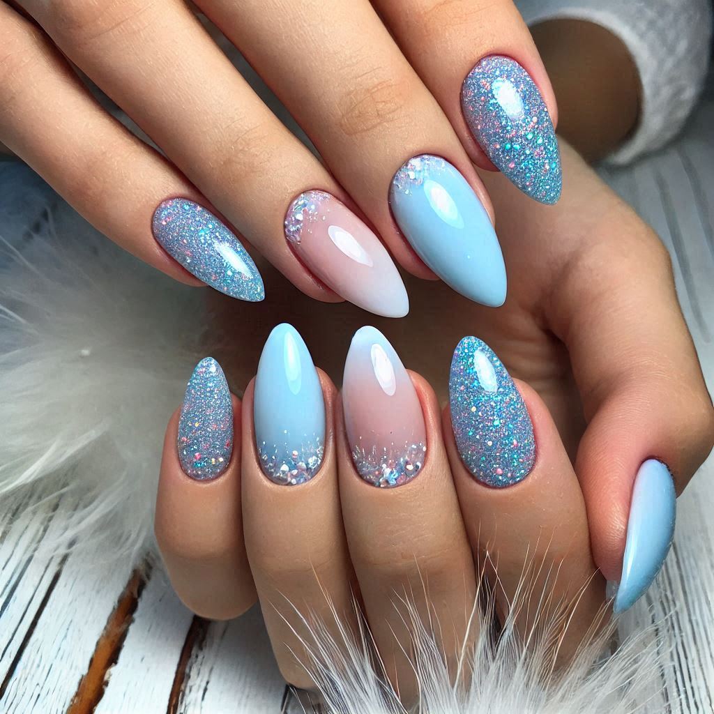 Light Blue with Glitter Gradient