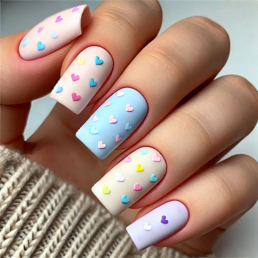 Pastel Rainbow Hearts