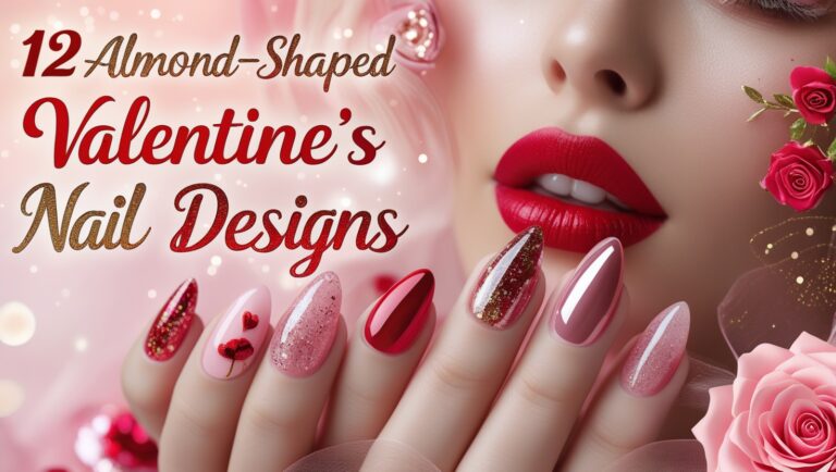 Elegance in Every Curve: 12 Almond-Shaped Valentine’s Acrylic Nail Designs