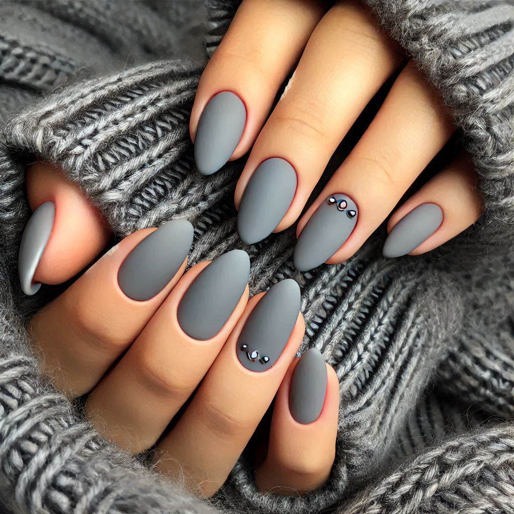 Soft Grey with Rhinestone Accents