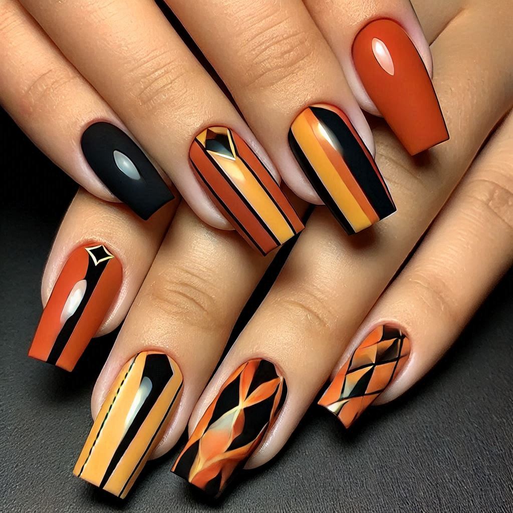 Geometric Autumn Nails