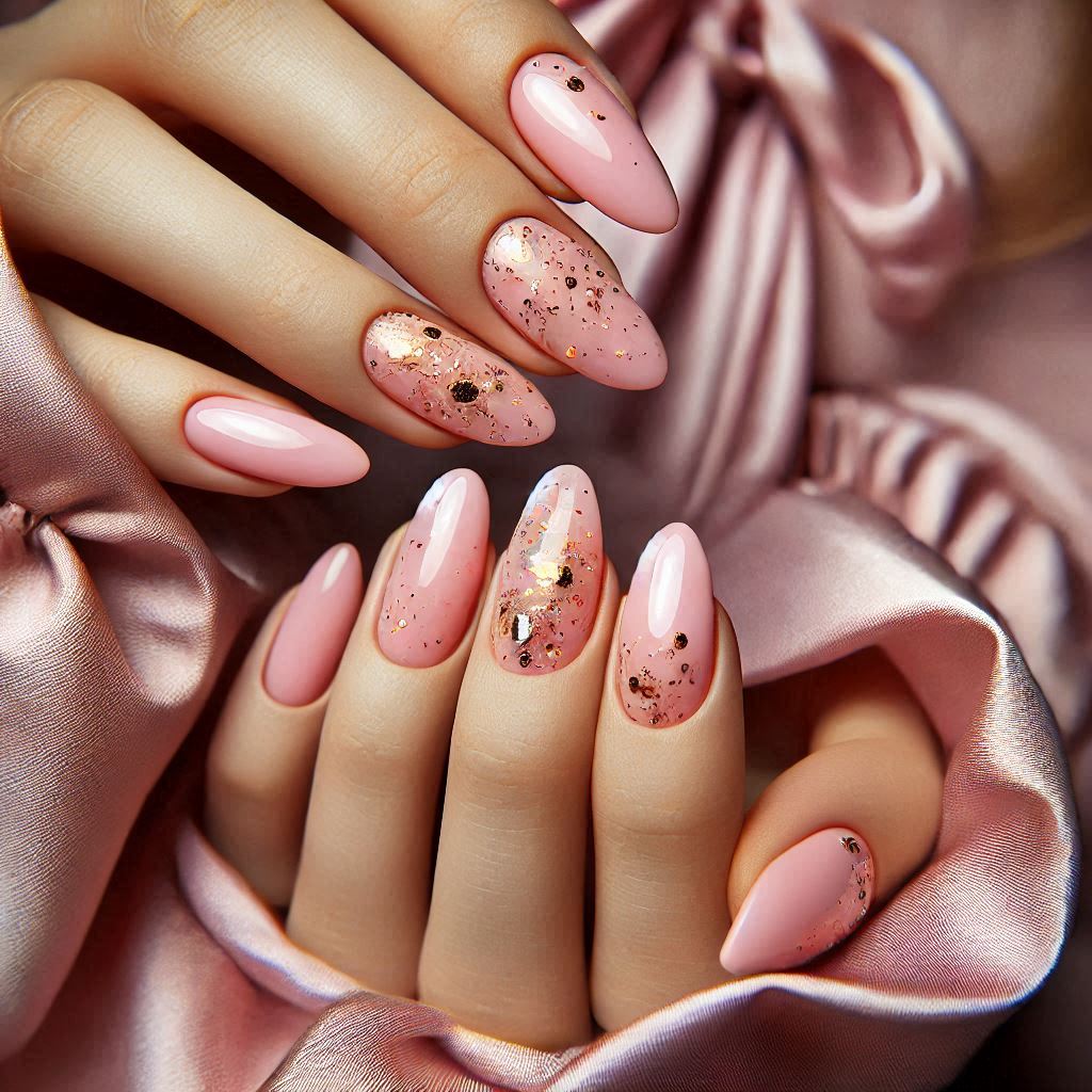  Pale Pink with Gold Flakes