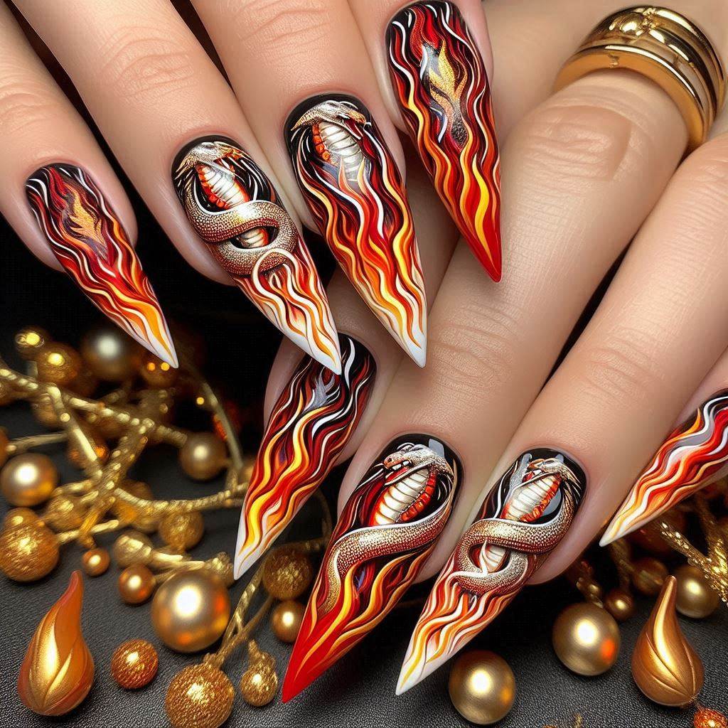 Fire Snake Nails