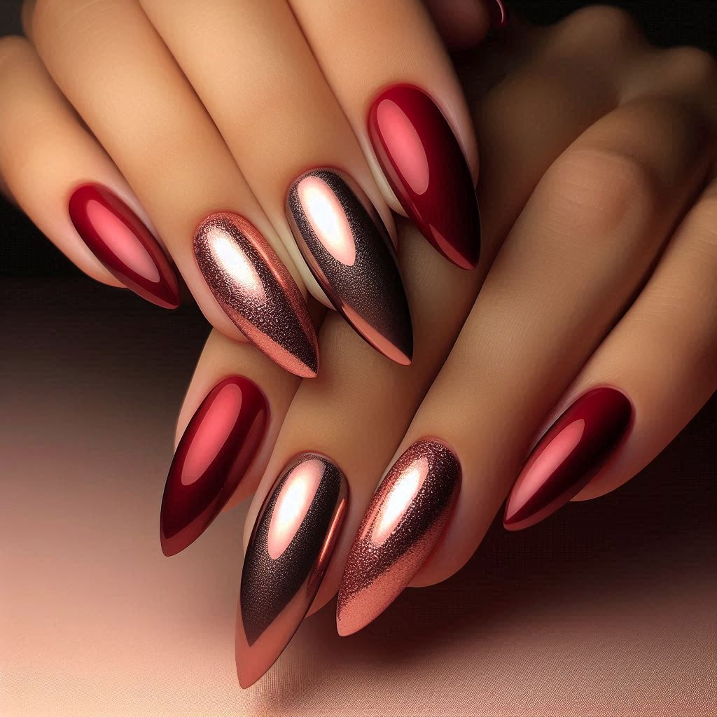 Classic Red Almond Nails