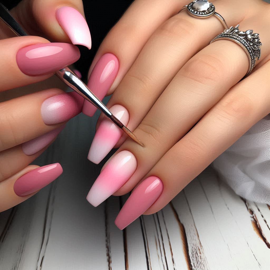 DIY Pink Ombre Gel Nails