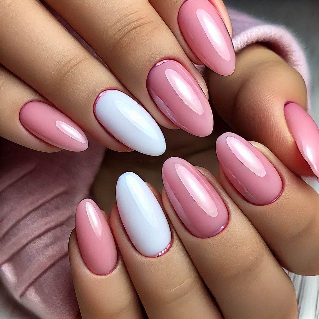 Simple Pink Chrome with White Tips