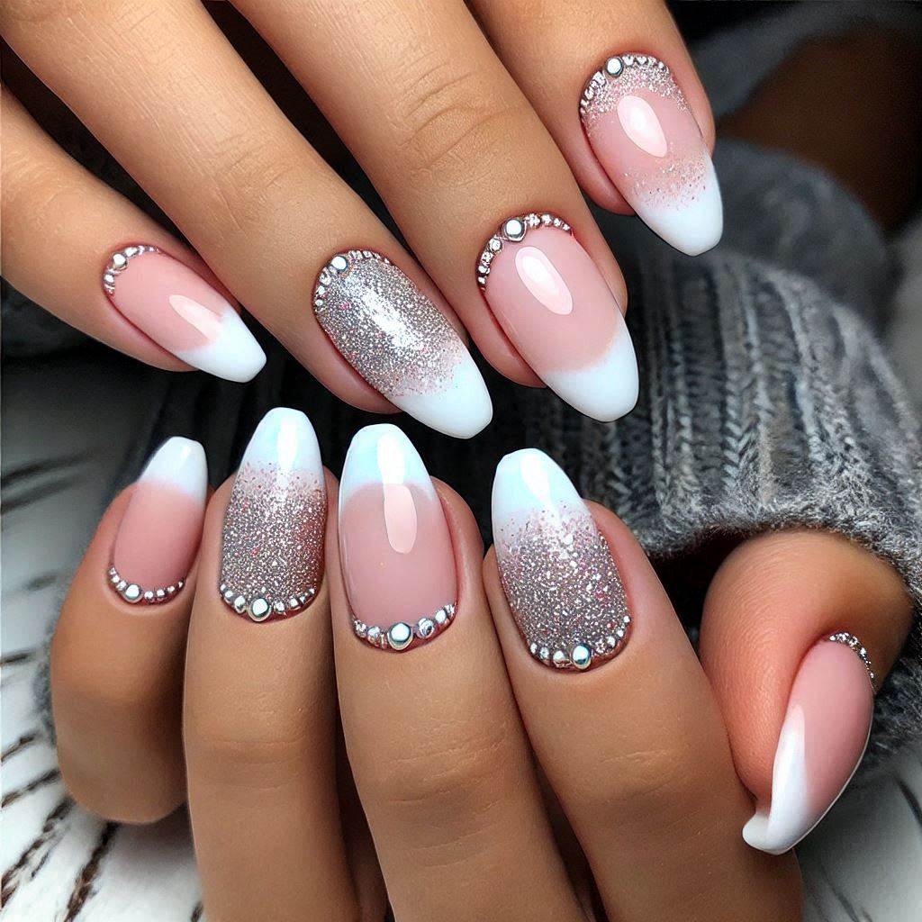 DIY White Glitter Tips