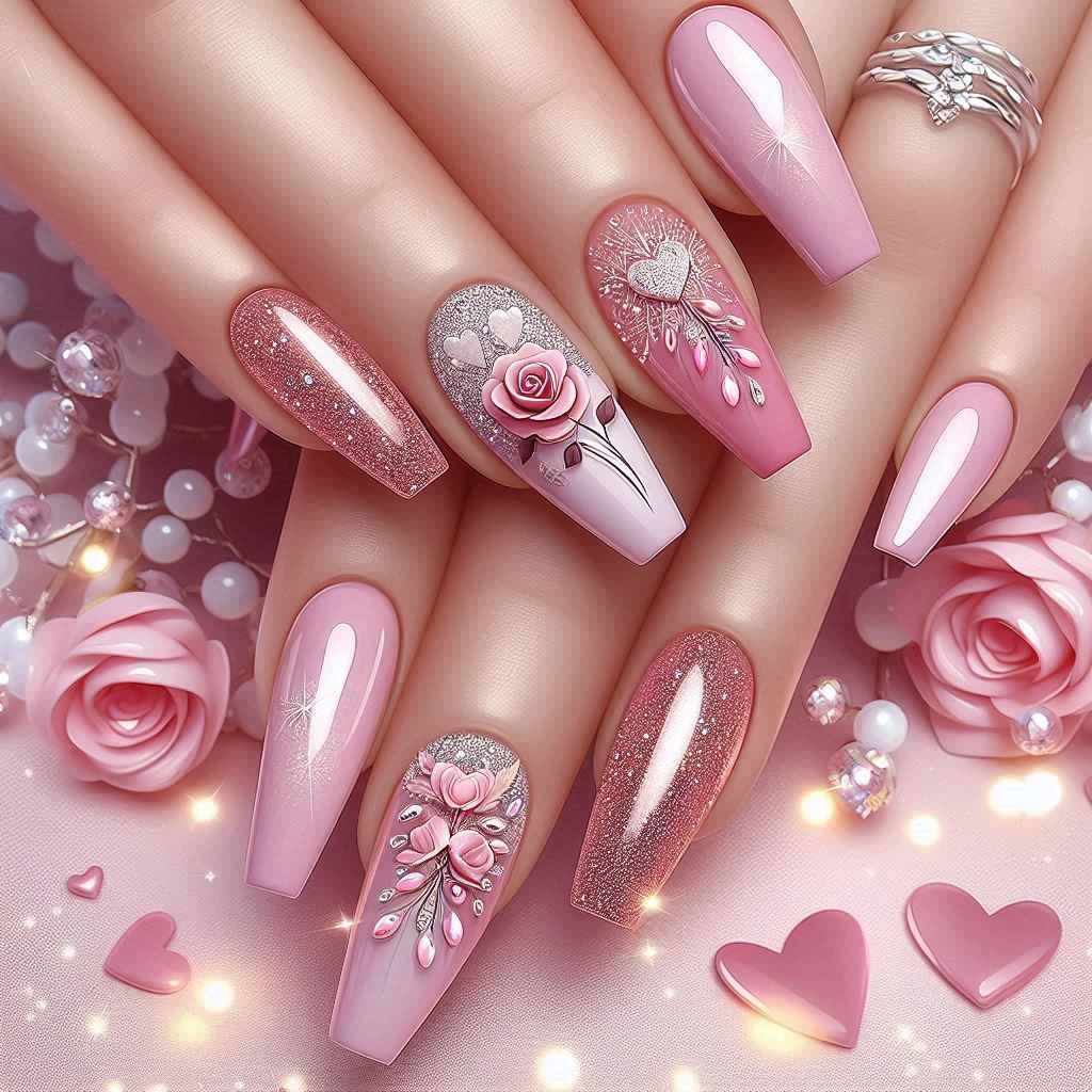 Glitter Accent Nails