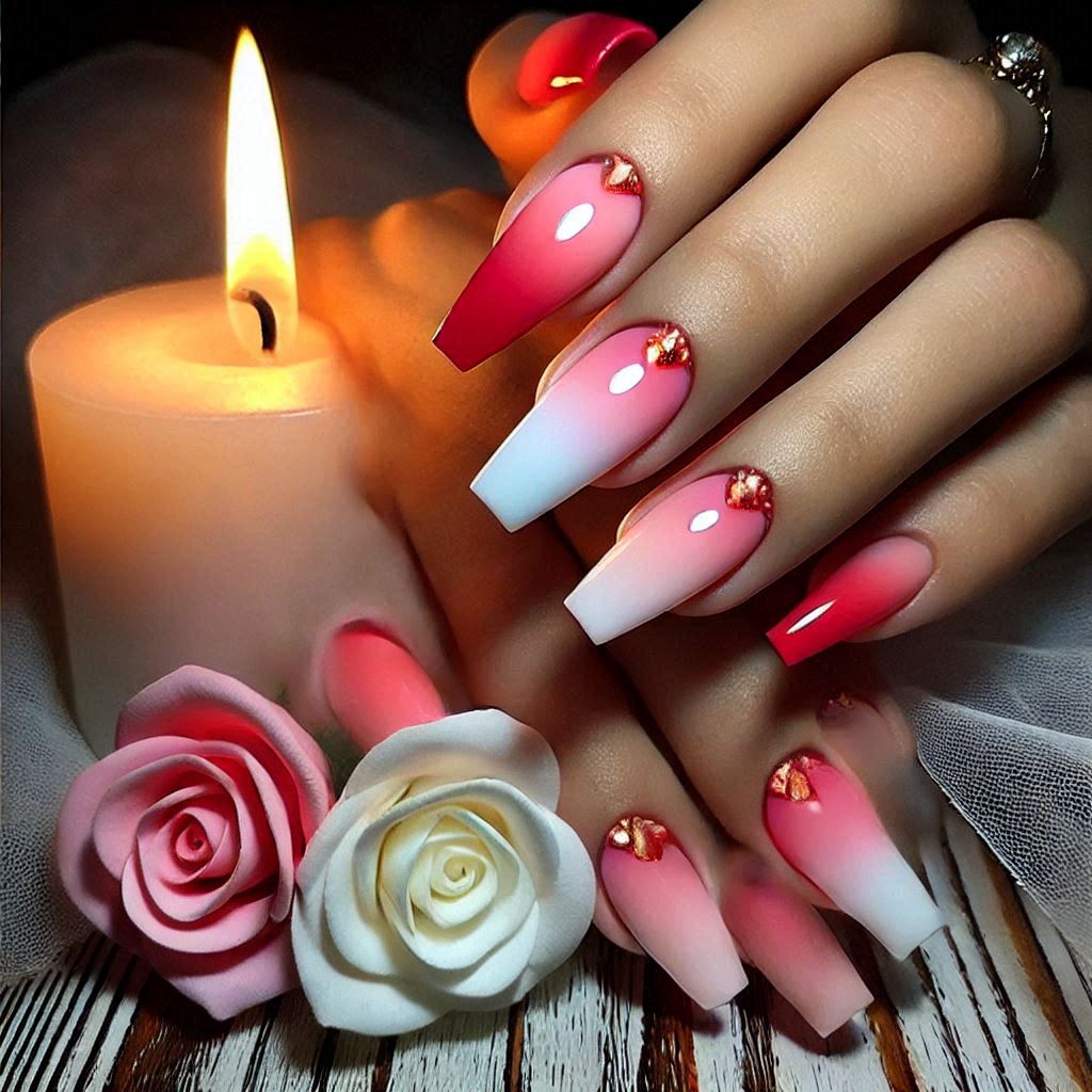 Ombre Valentine’s Nails