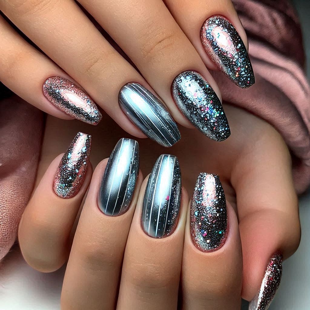 Icicle-Inspired Glitter Nails