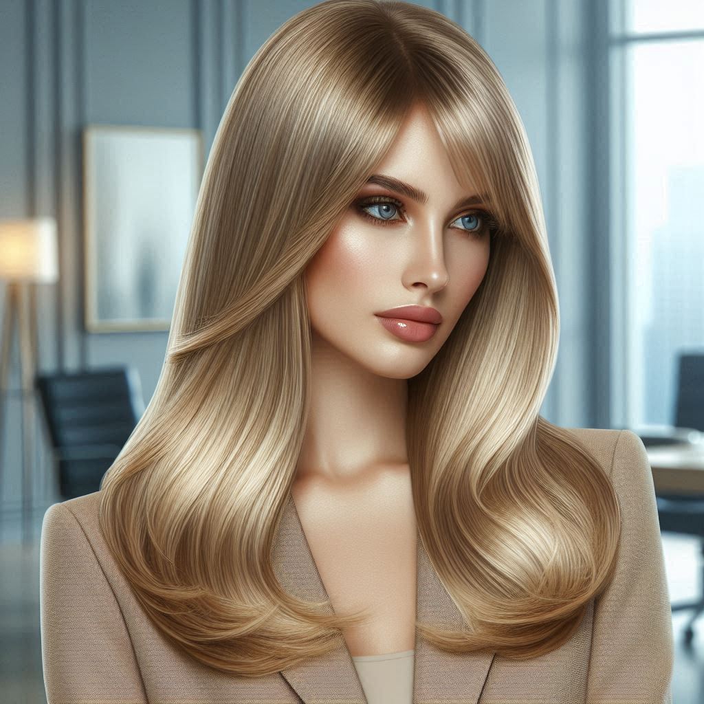 Collarbone-Length Blonde with Long Side Bangs