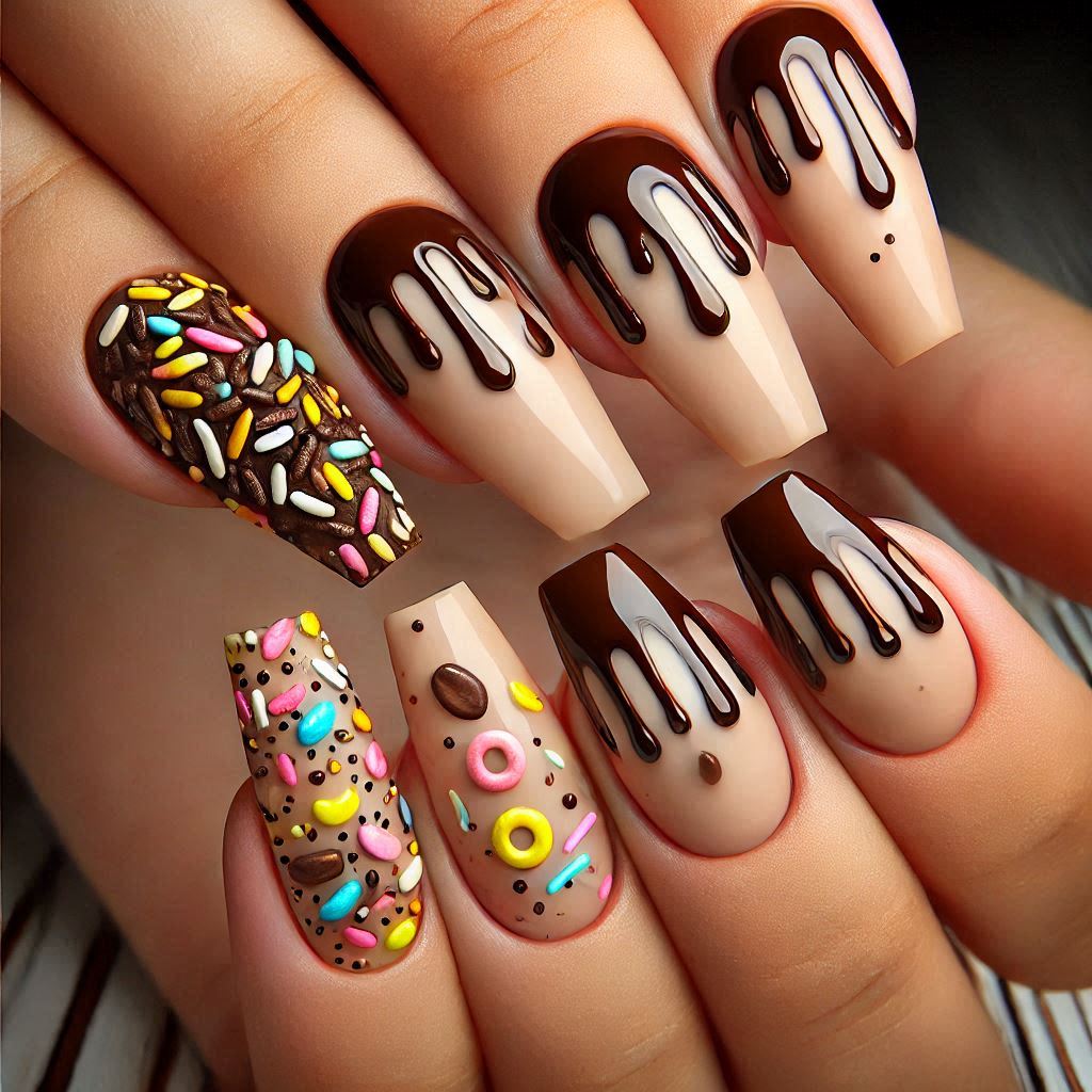 Chocolate Drip Nails