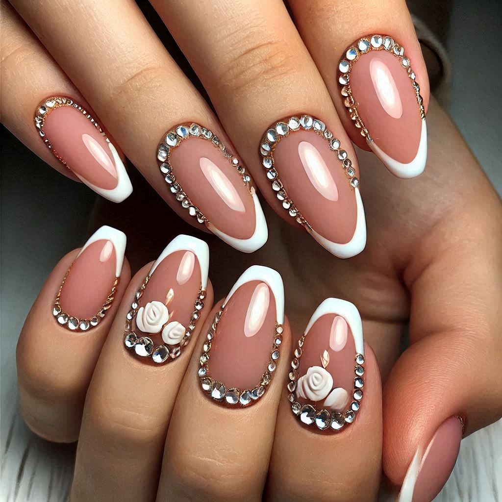 Crystal-Studded French Tips