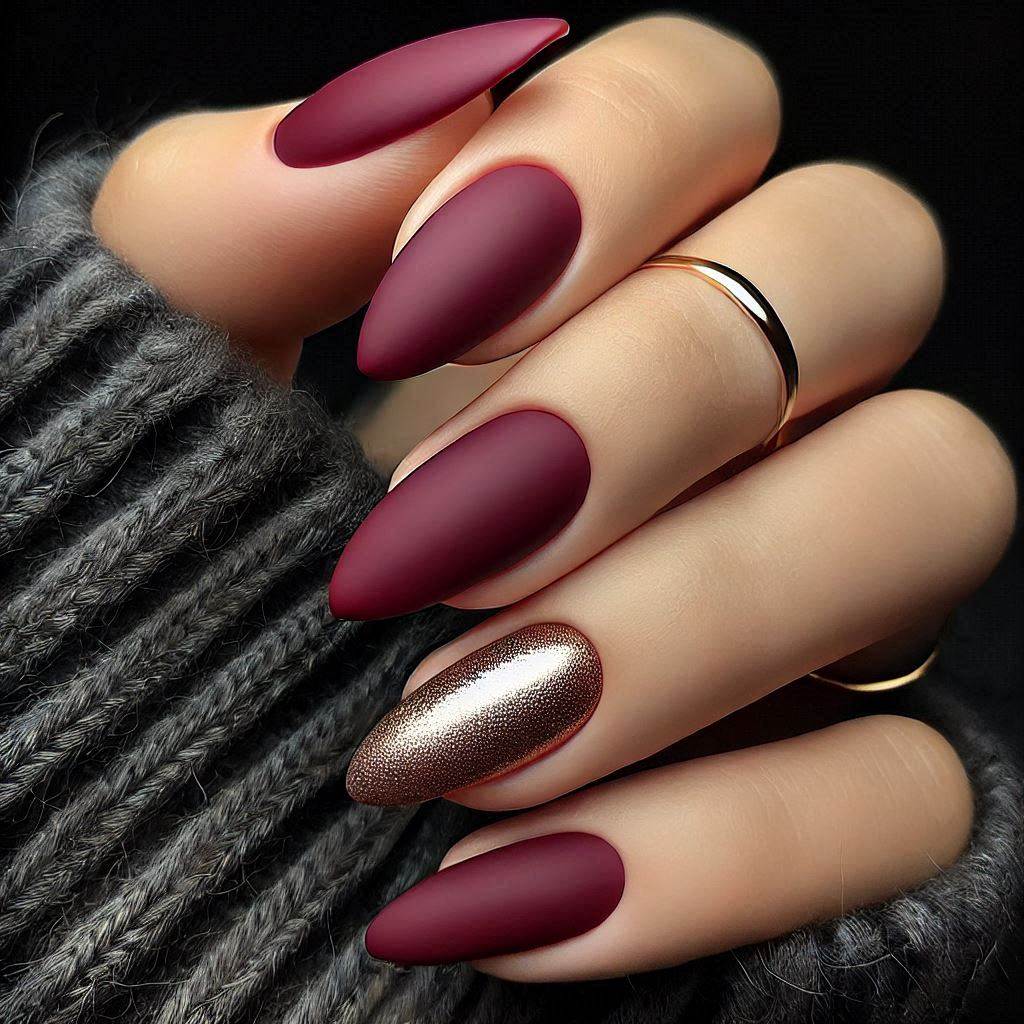 Matte Burgundy Nails