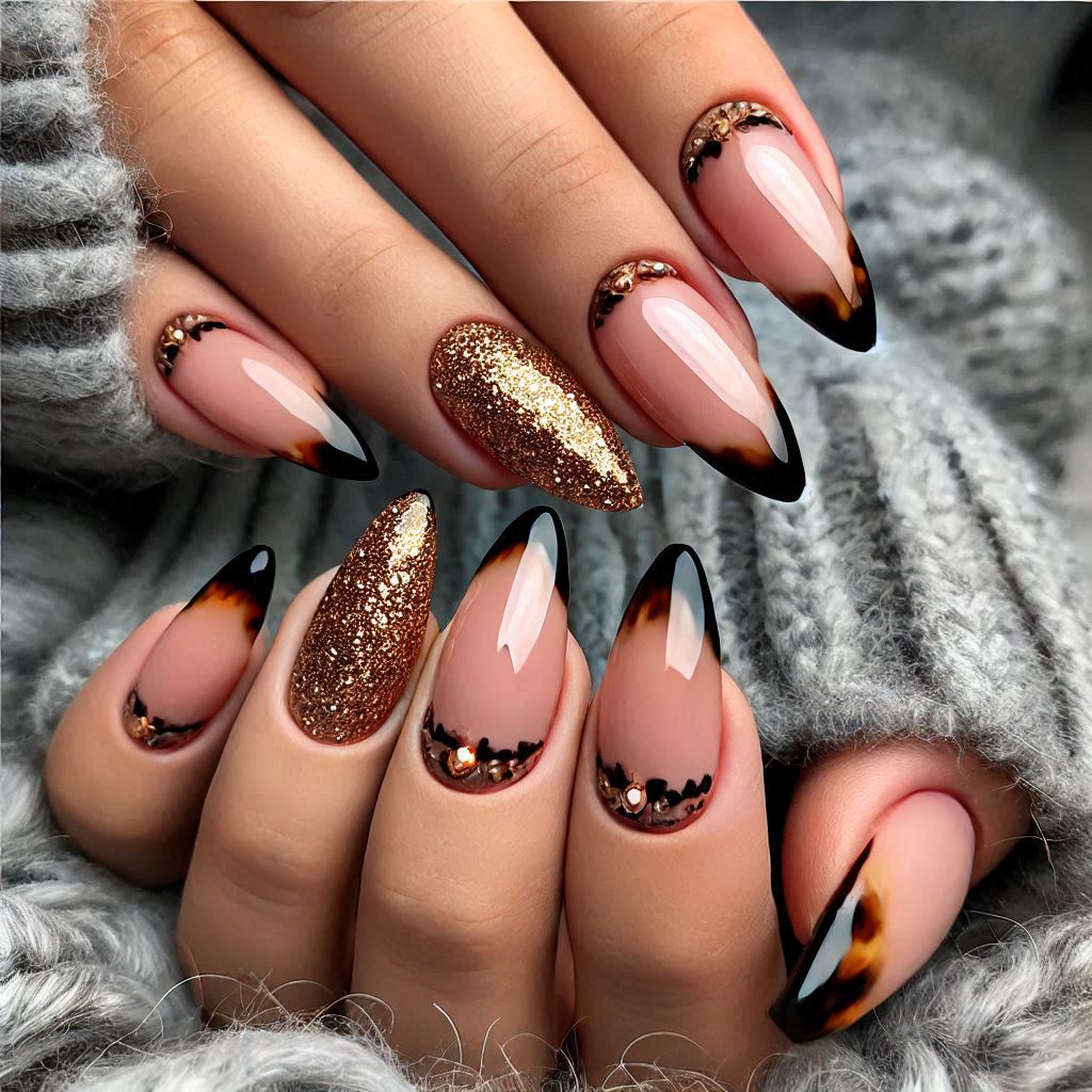Tortoiseshell French with Glitter
