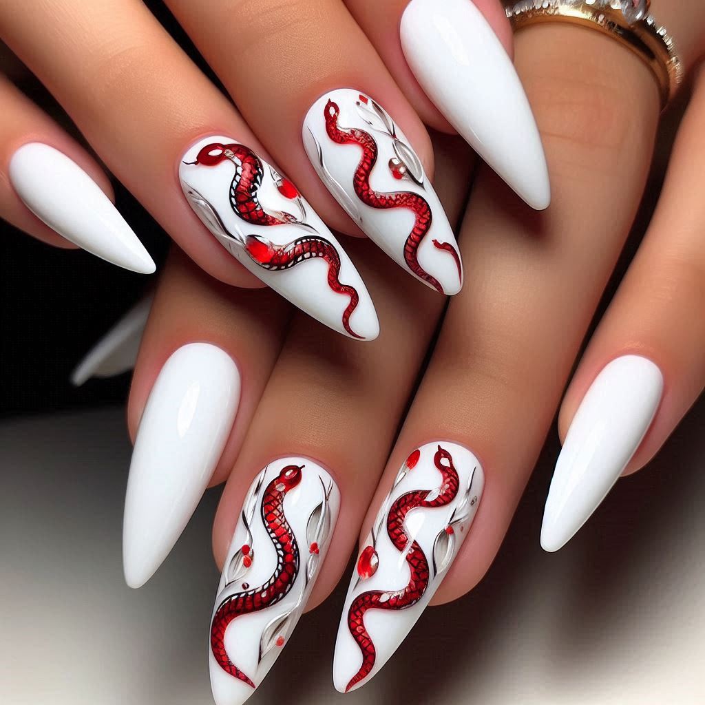 Red Snake on Glossy White