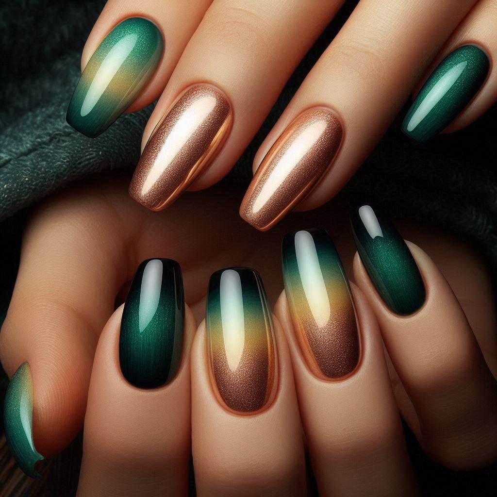 Emerald Green to Gold Ombre