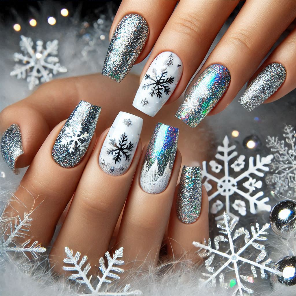 Sparkling Snowstorm Nails