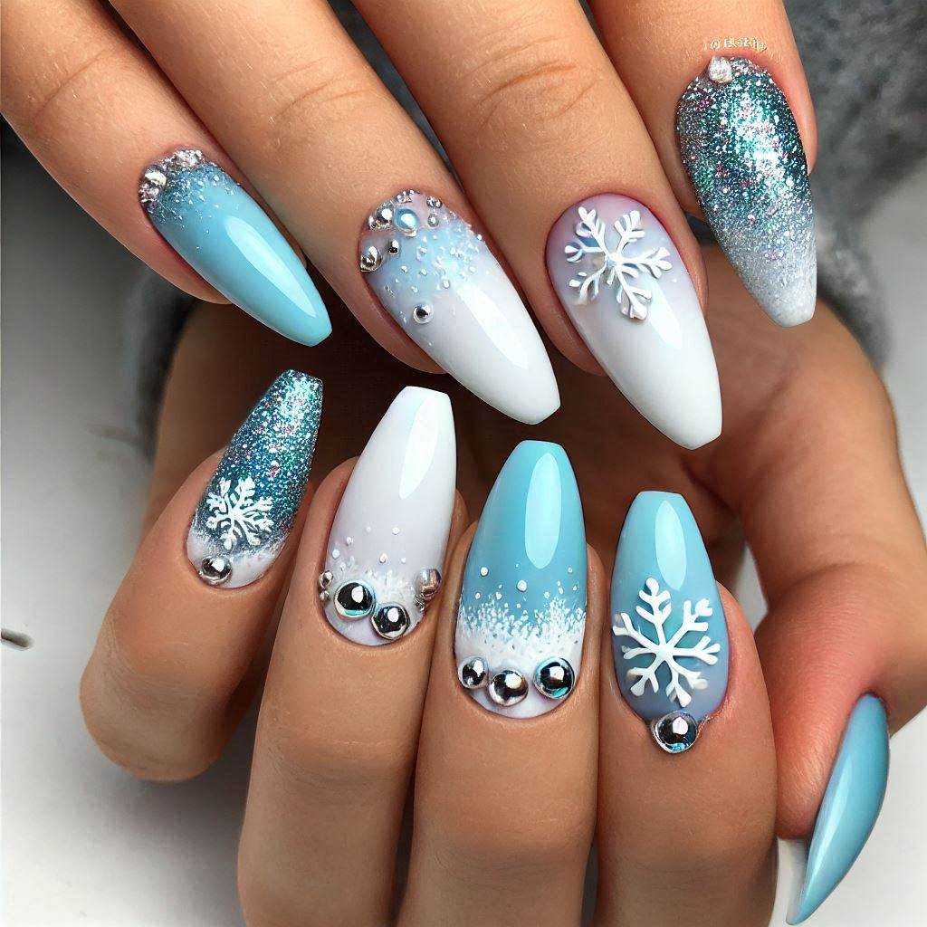 Frosty Blue to White Ombre