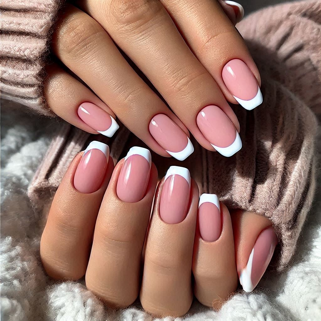 Cute Pink and White French Tips