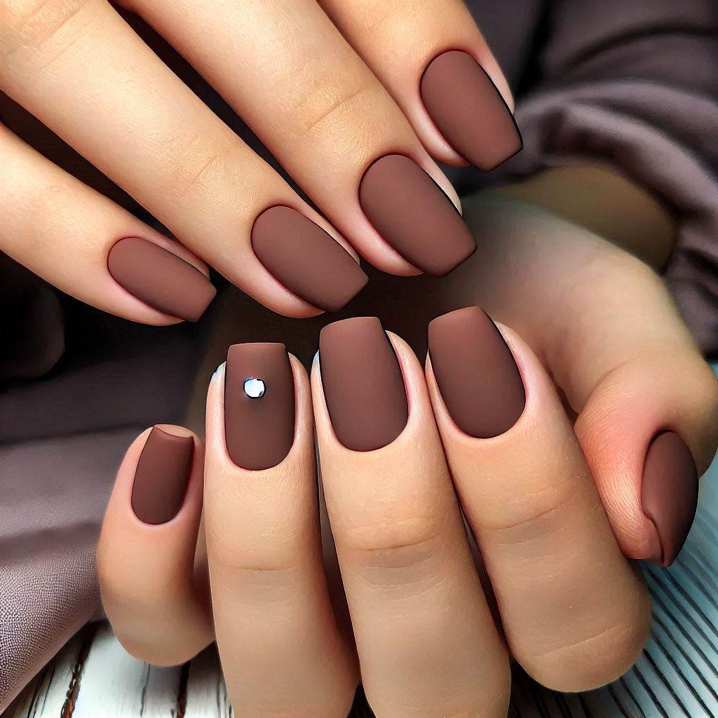 Minimalist Mocha Short Nails