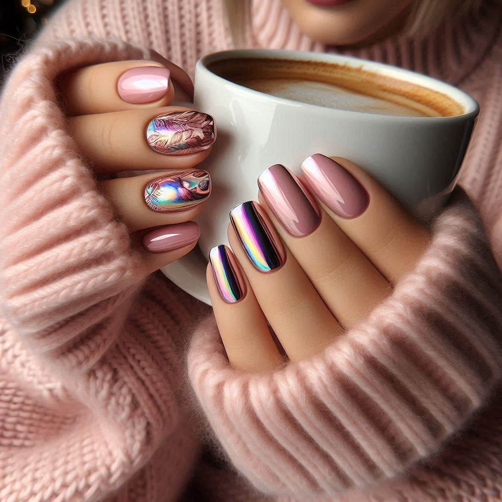 Dip Nail Idea Pink Chrome