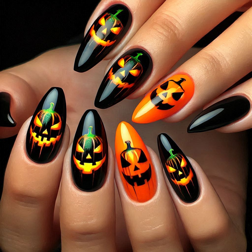 Classic Jack-o'-Lantern Nails