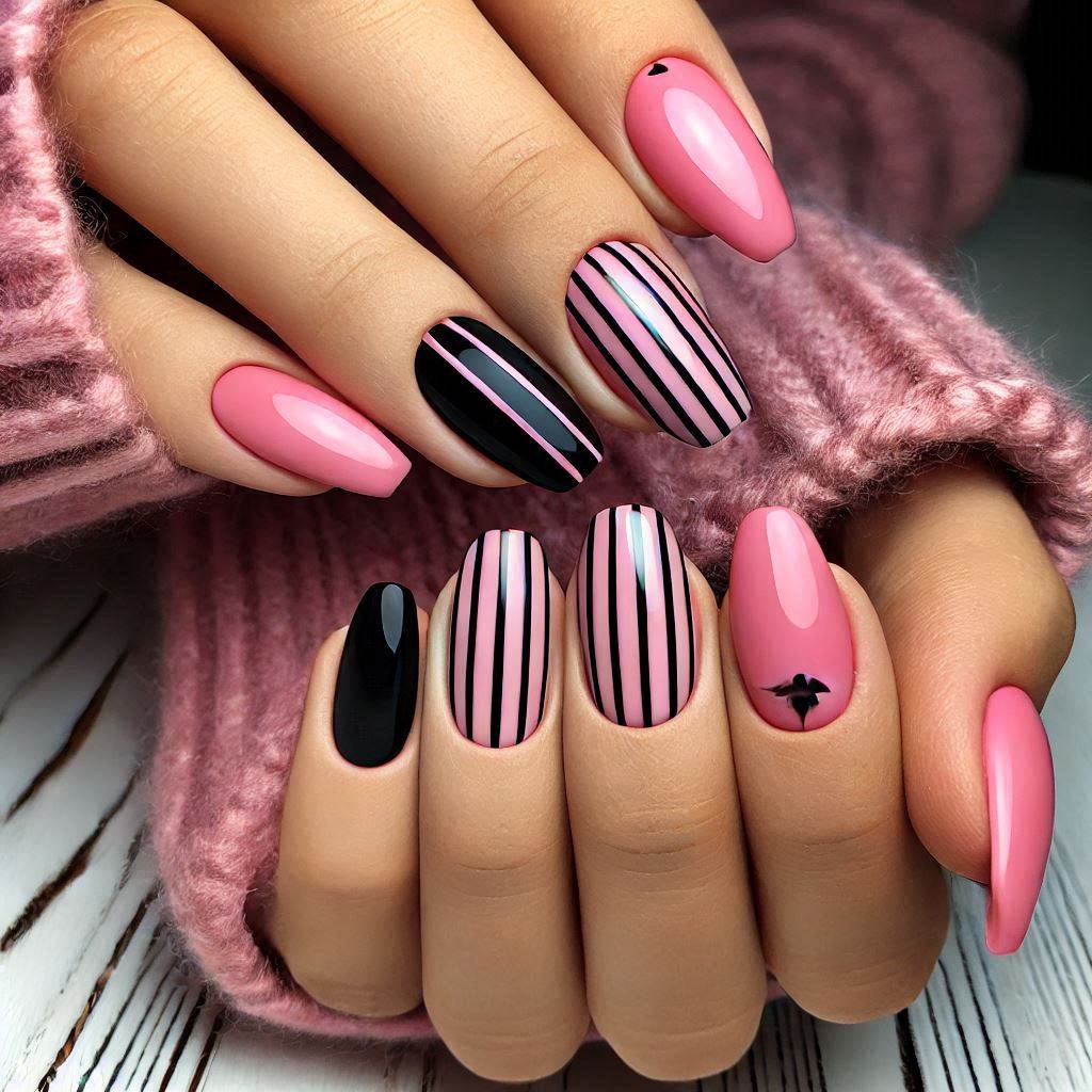 Simple Black and Pink Stripes