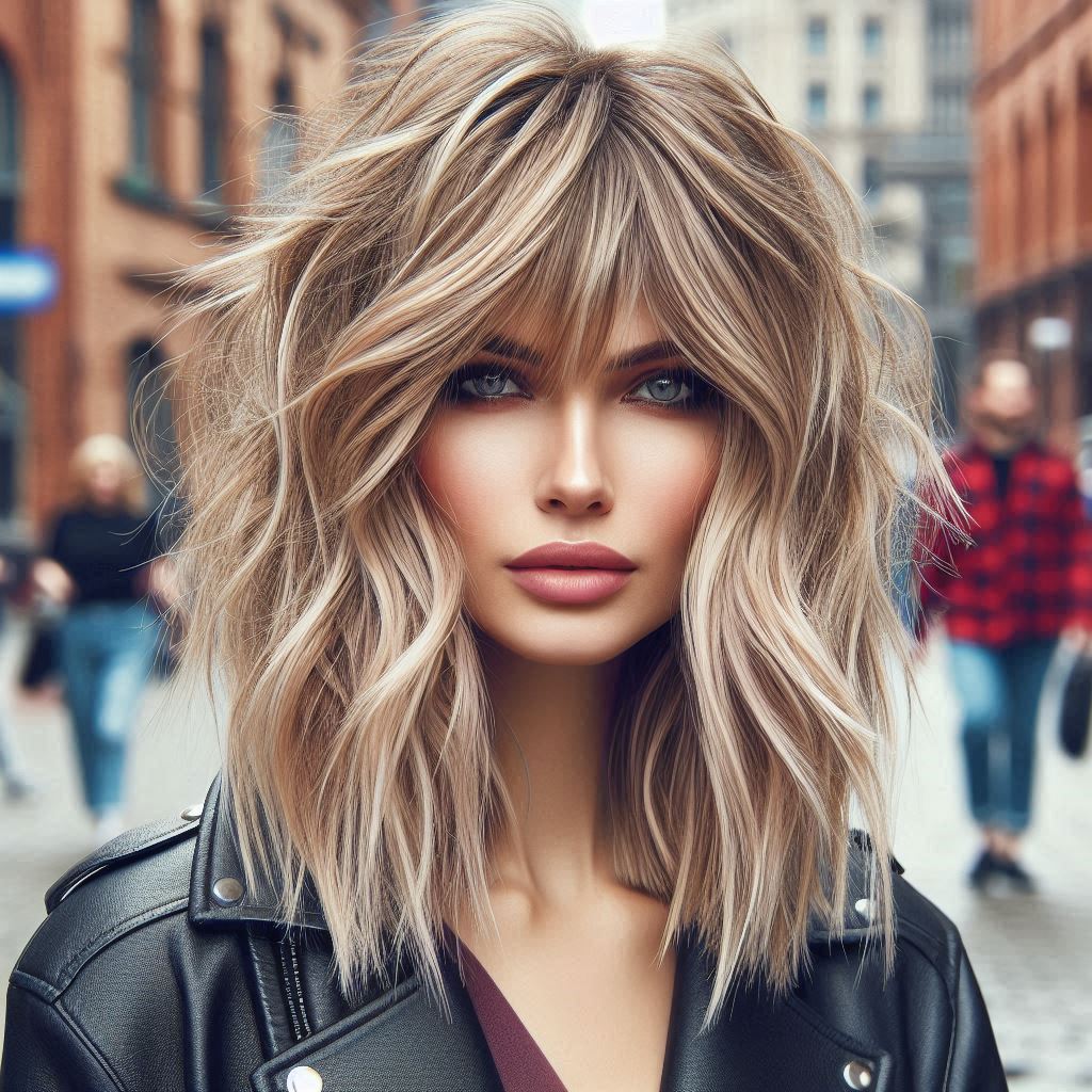 Layered Blonde Shag with Bangs