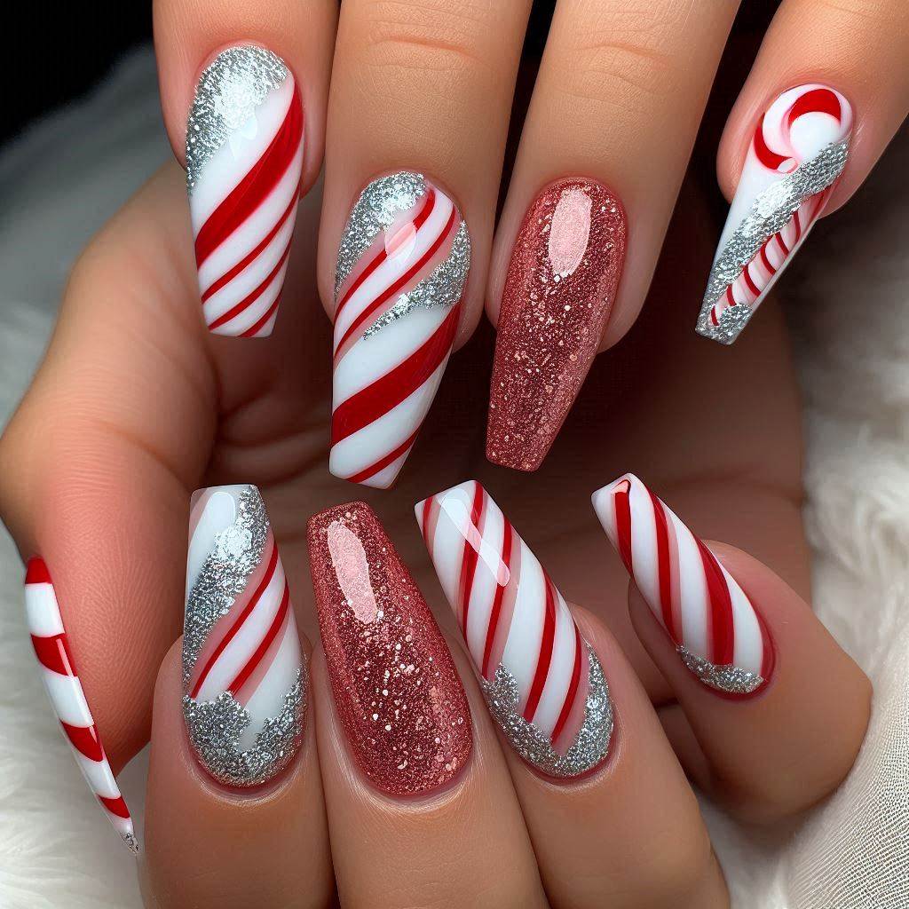 Glittery Candy Cane Stripes