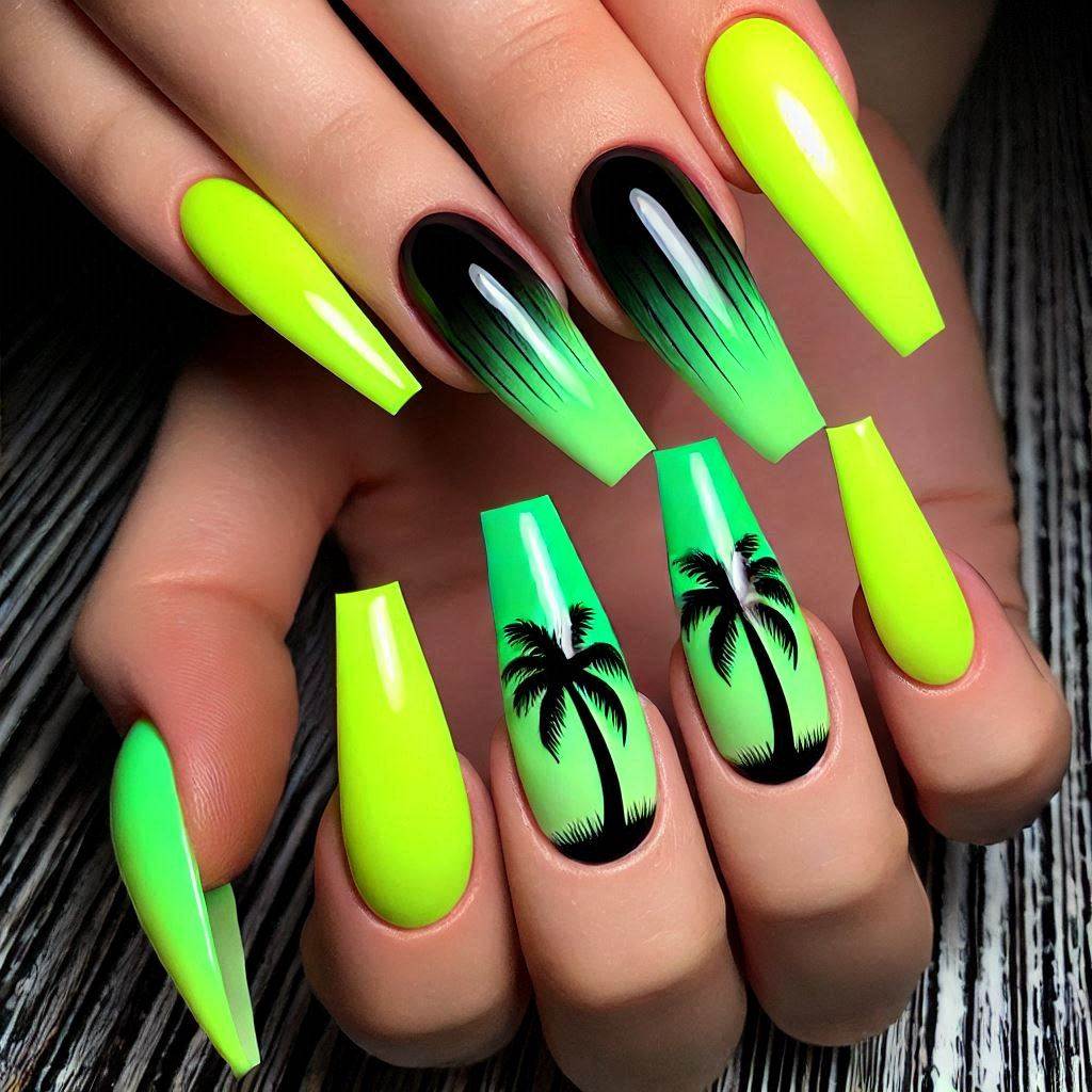 Summer-Inspired Neon Nail Designs