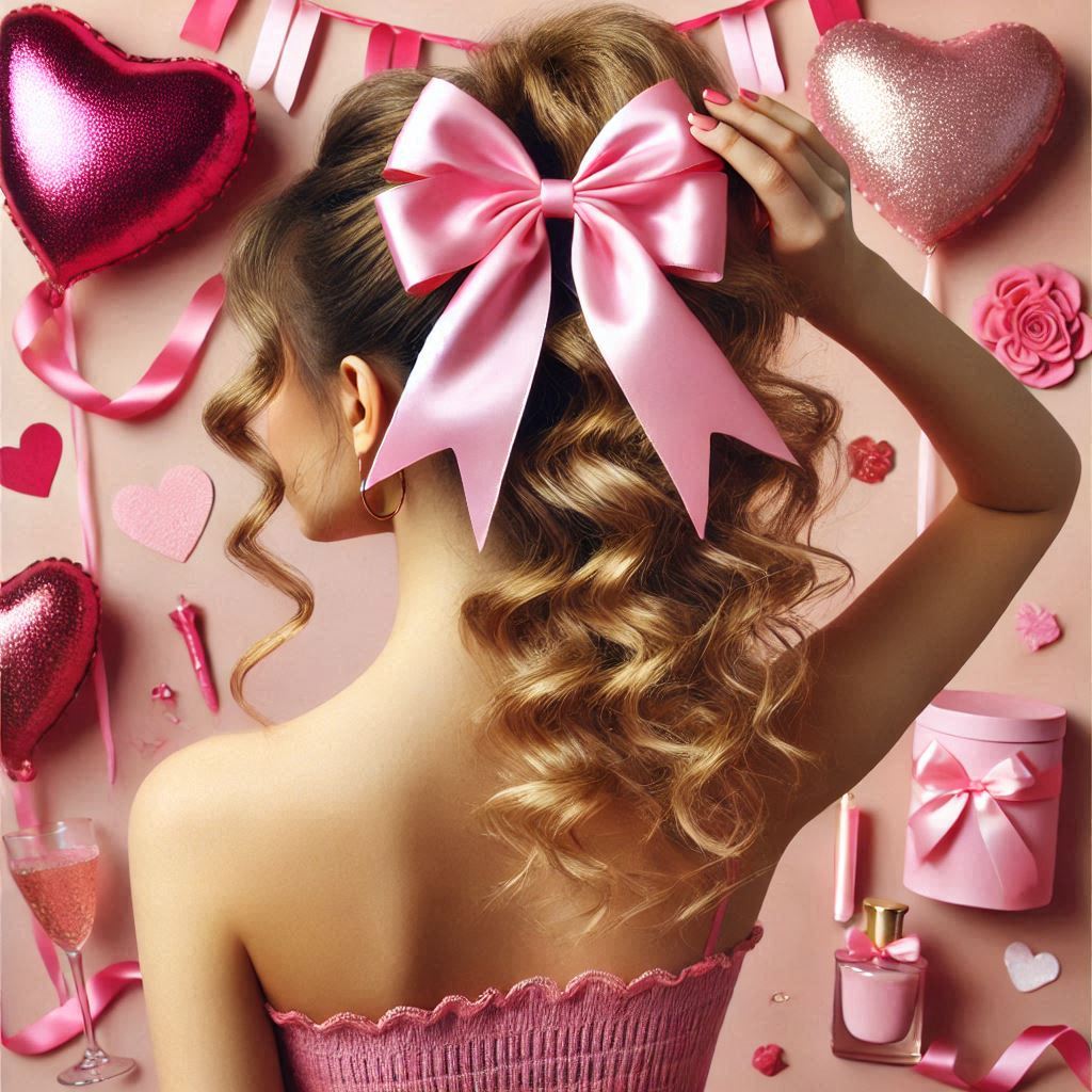 Curly Ponytail with Accessories
