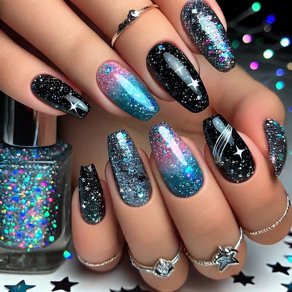Glitter Galaxy Nails