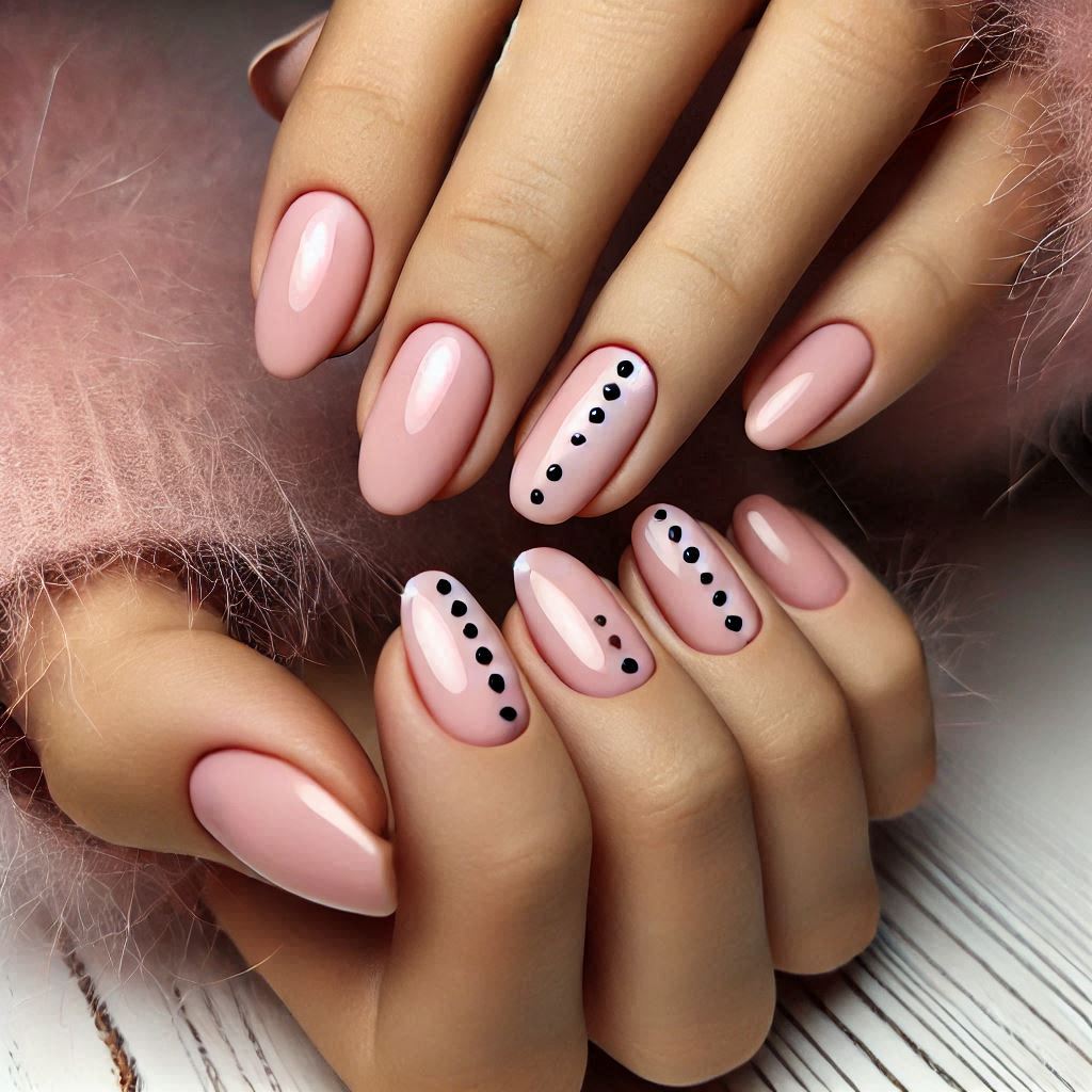 Soft pink with black dot detail