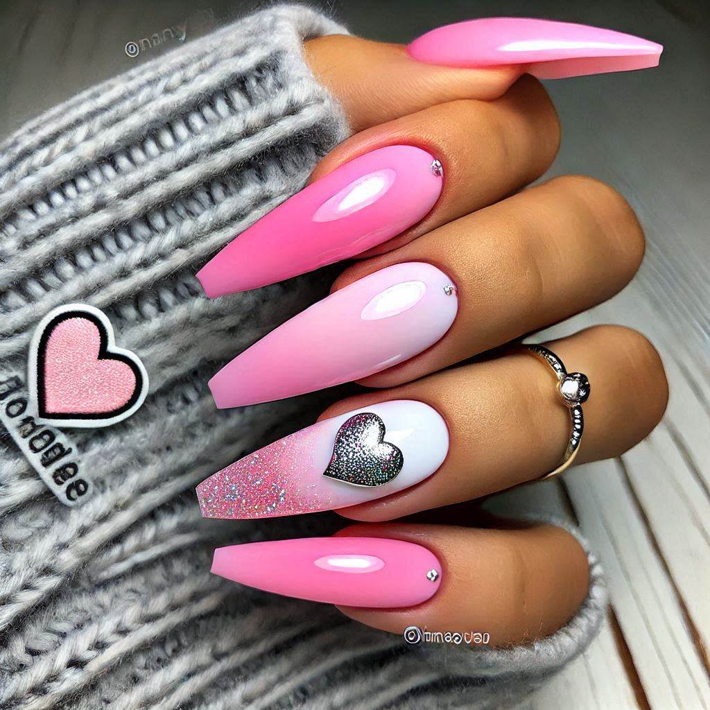 Glitter Hearts with Ombre Background