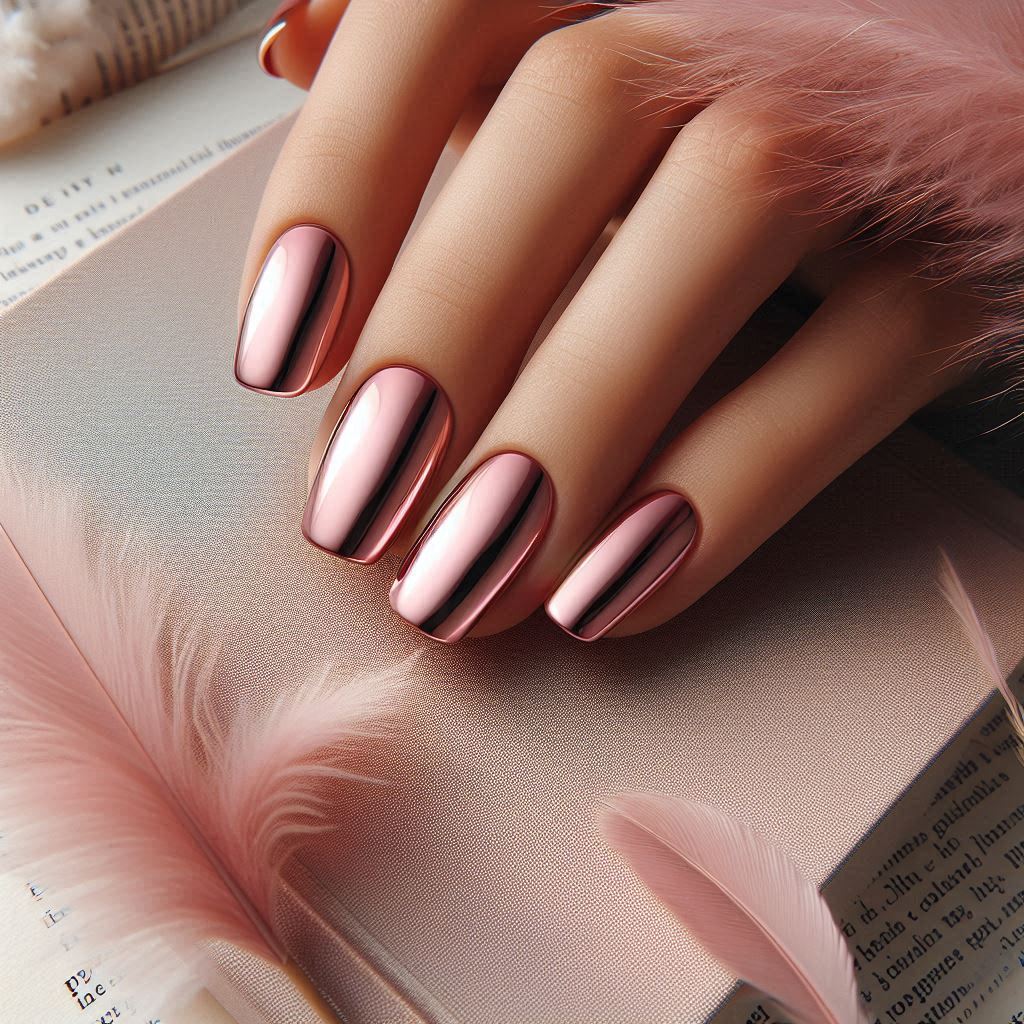 Simple Pink Chrome Nail Ideas