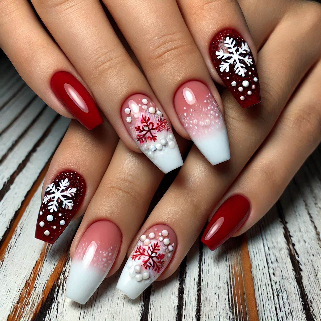 Cherry Red to Snowflake White Ombre