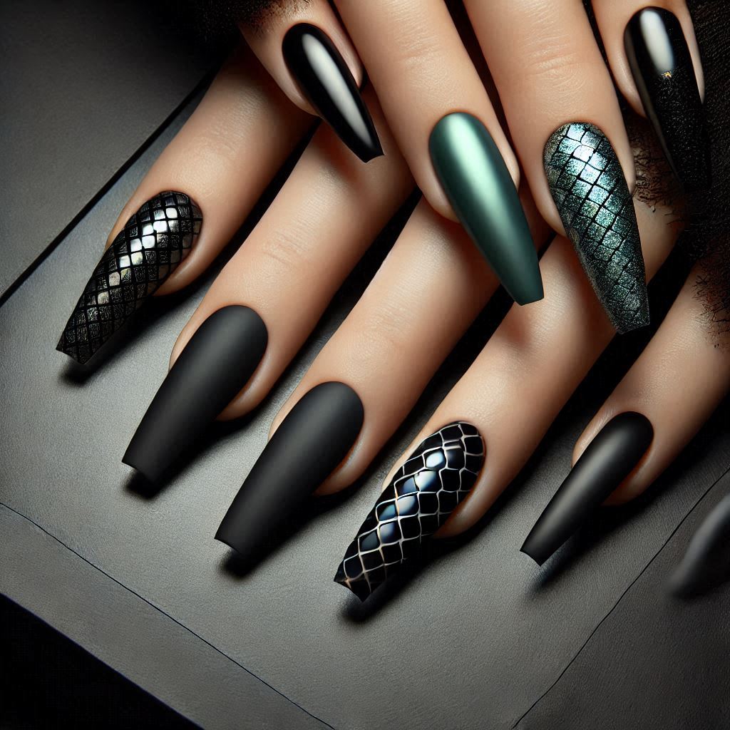 Matte Black with Snake Skin Accent