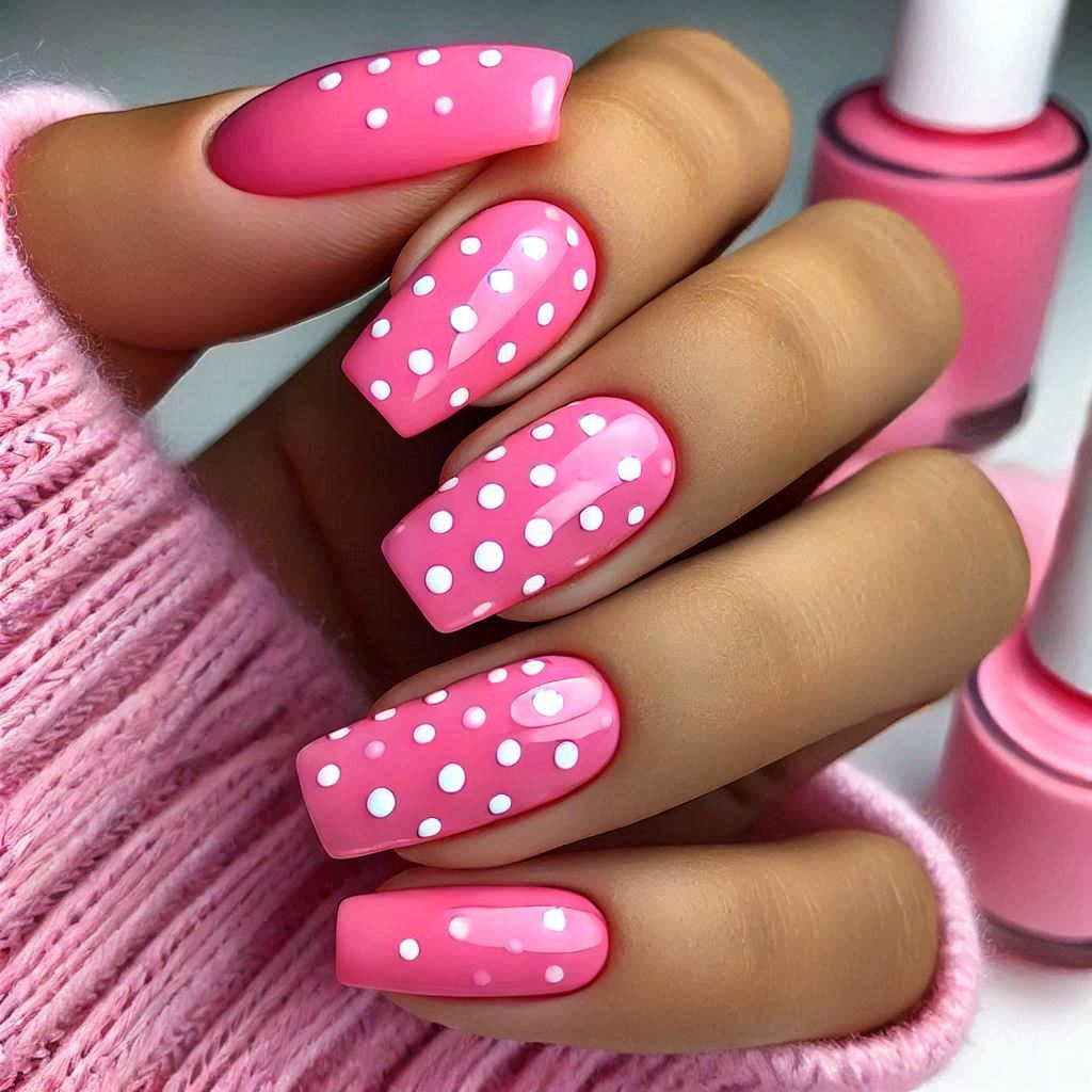 Bubblegum Pink with White Dots