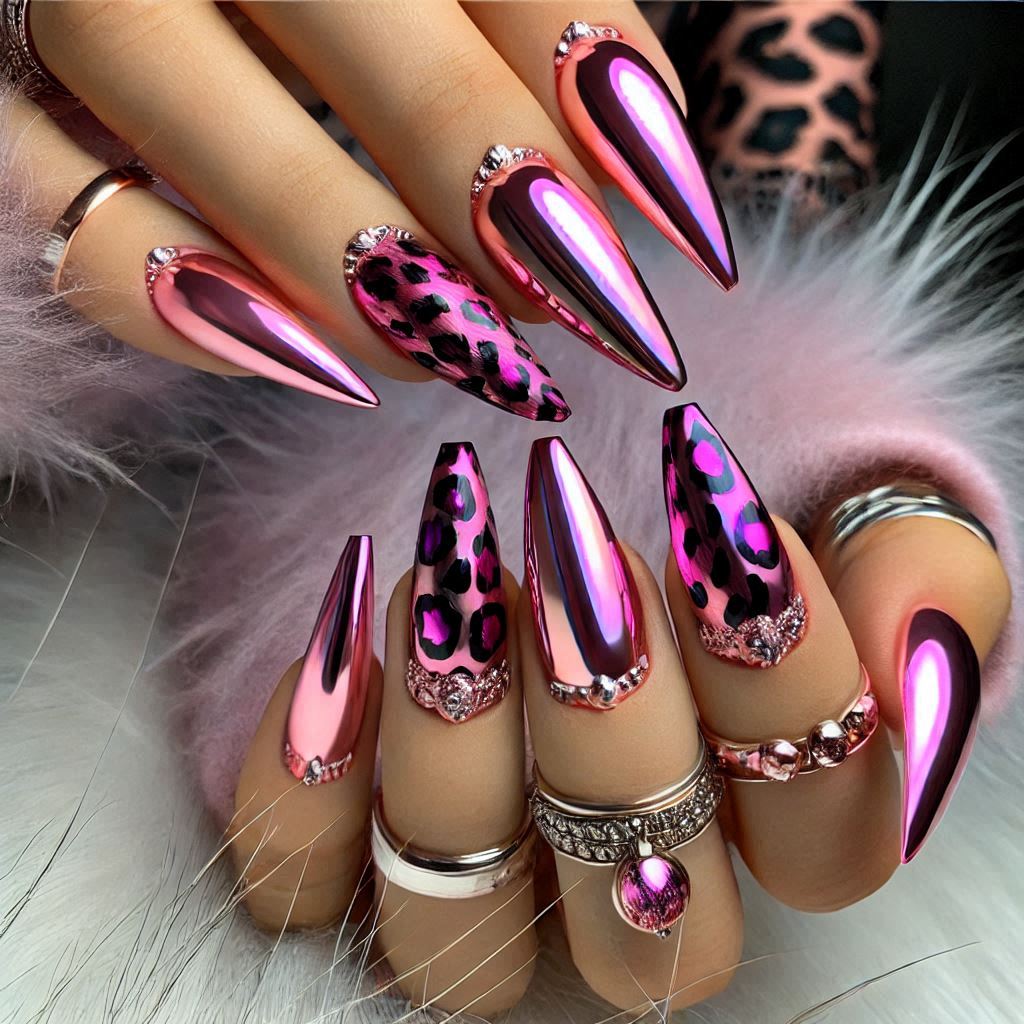 Pink Chrome with Animal Print